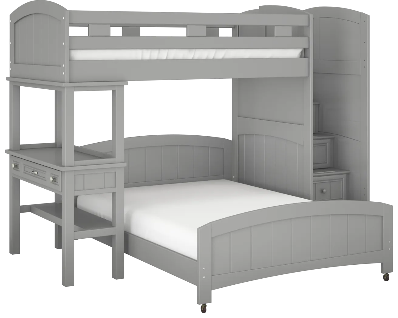 Kids Cottage Colors Gray Twin/Full Step Loft Bed with Desk - Thumbnail - Image 1