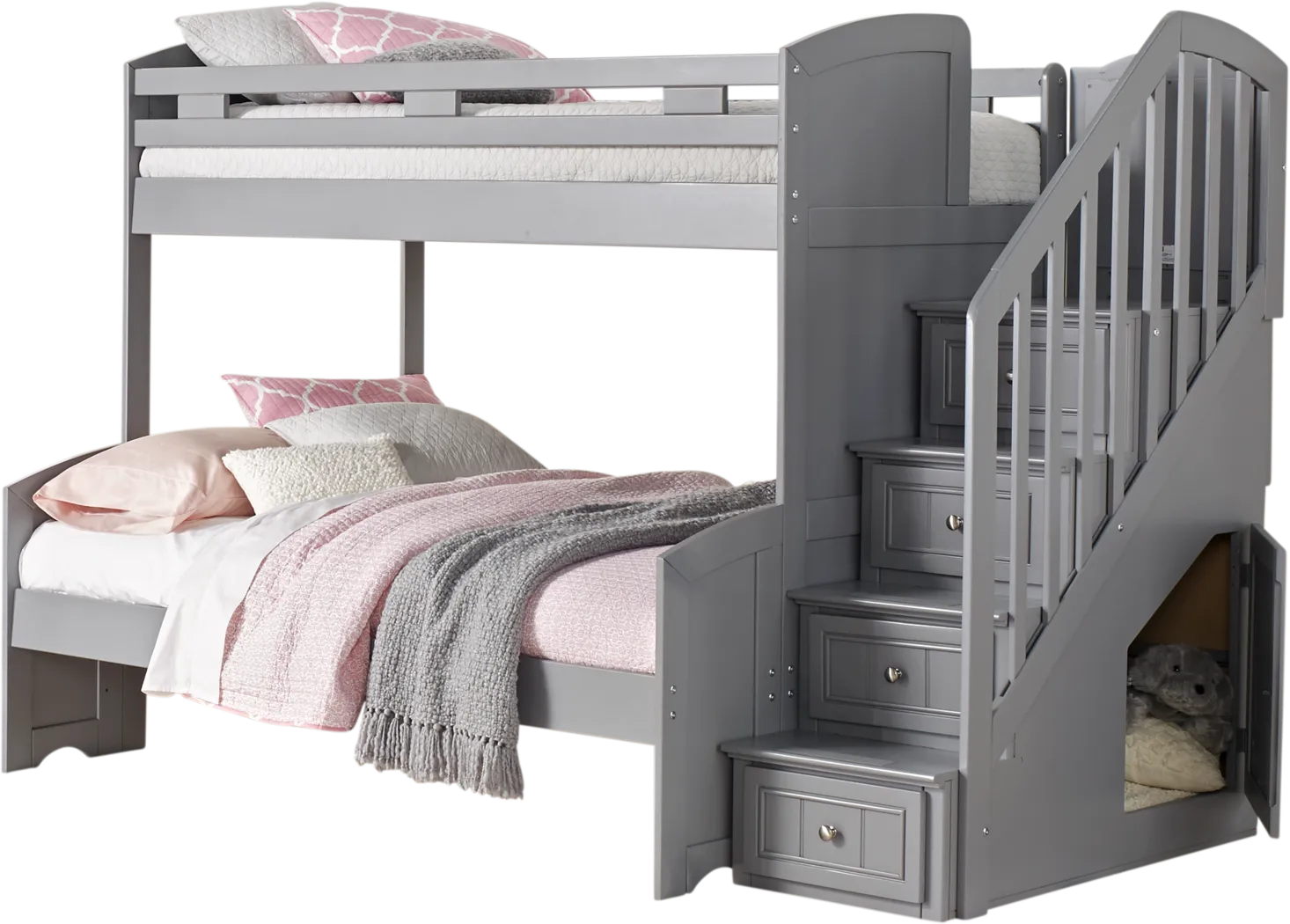 Cottage Colors Gray Twin/Full Step Bunk Bed - Thumbnail - Image 3