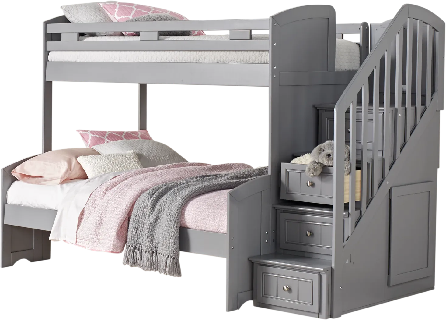 Cottage Colors Gray Twin/Full Step Bunk Bed - Thumbnail - Image 4