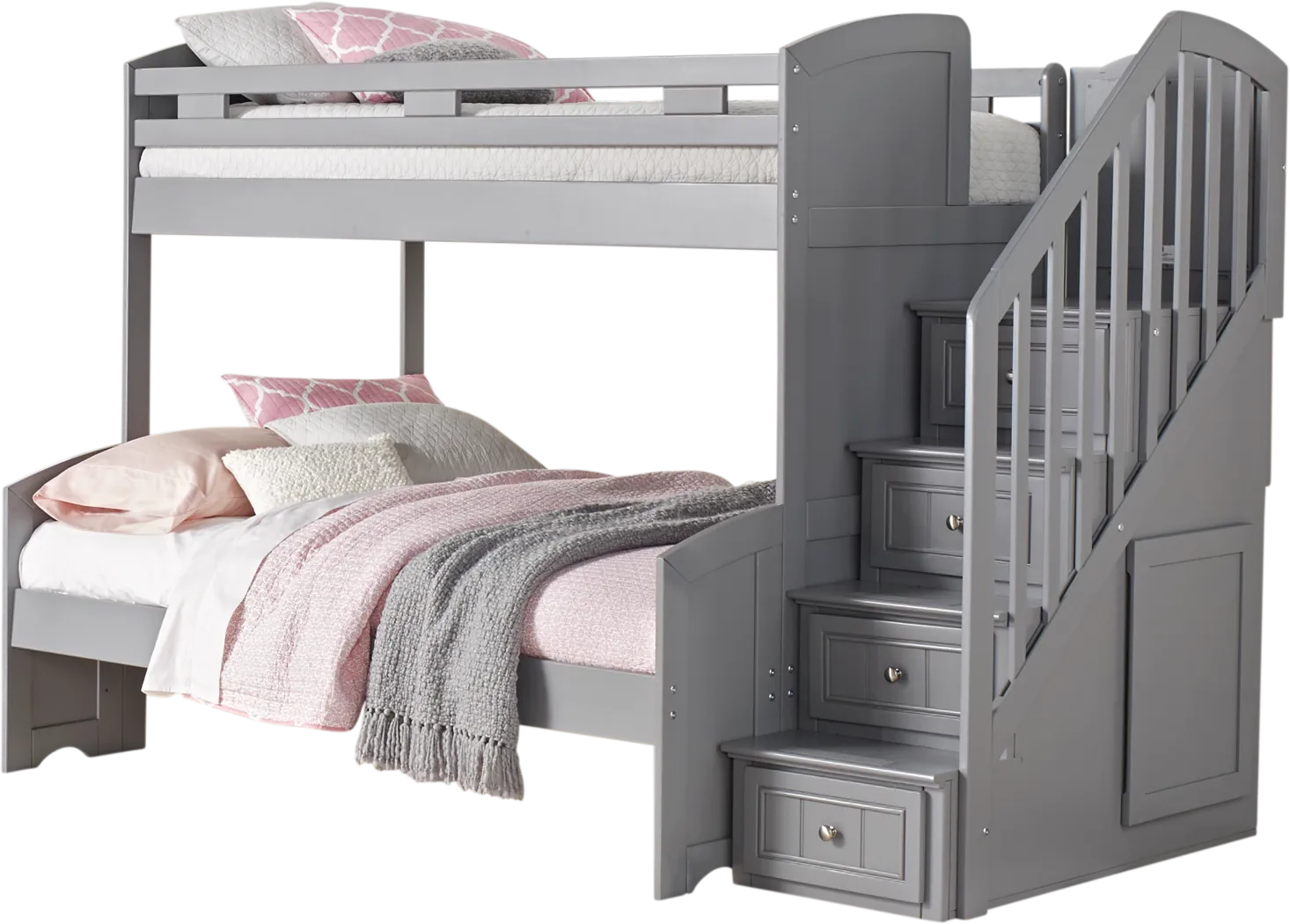 Cottage Colors Gray Twin/Full Step Bunk Bed - Thumbnail - Image 1