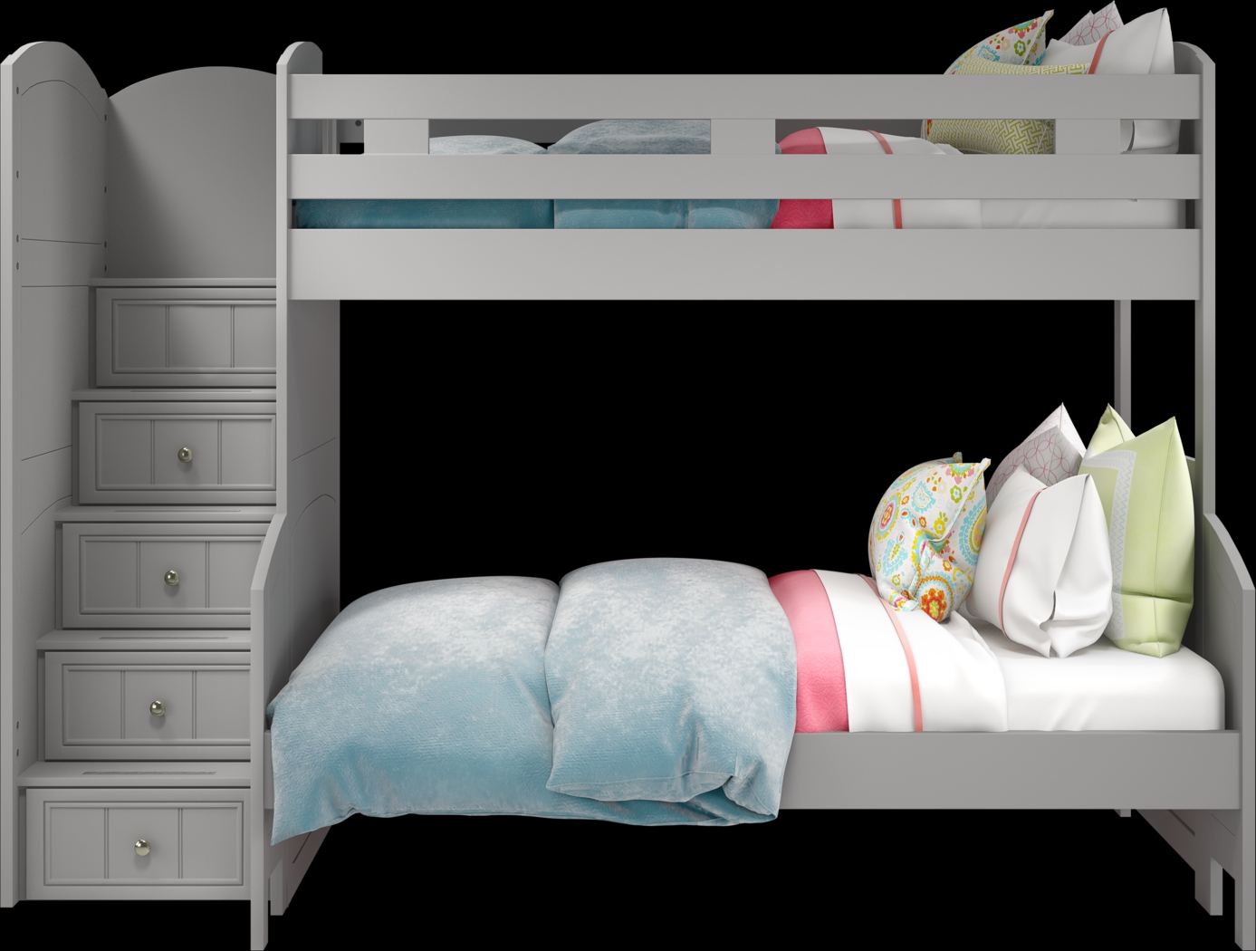 Kids Cottage Colors Gray Twin/Full Step Bunk - Thumbnail - Image 3
