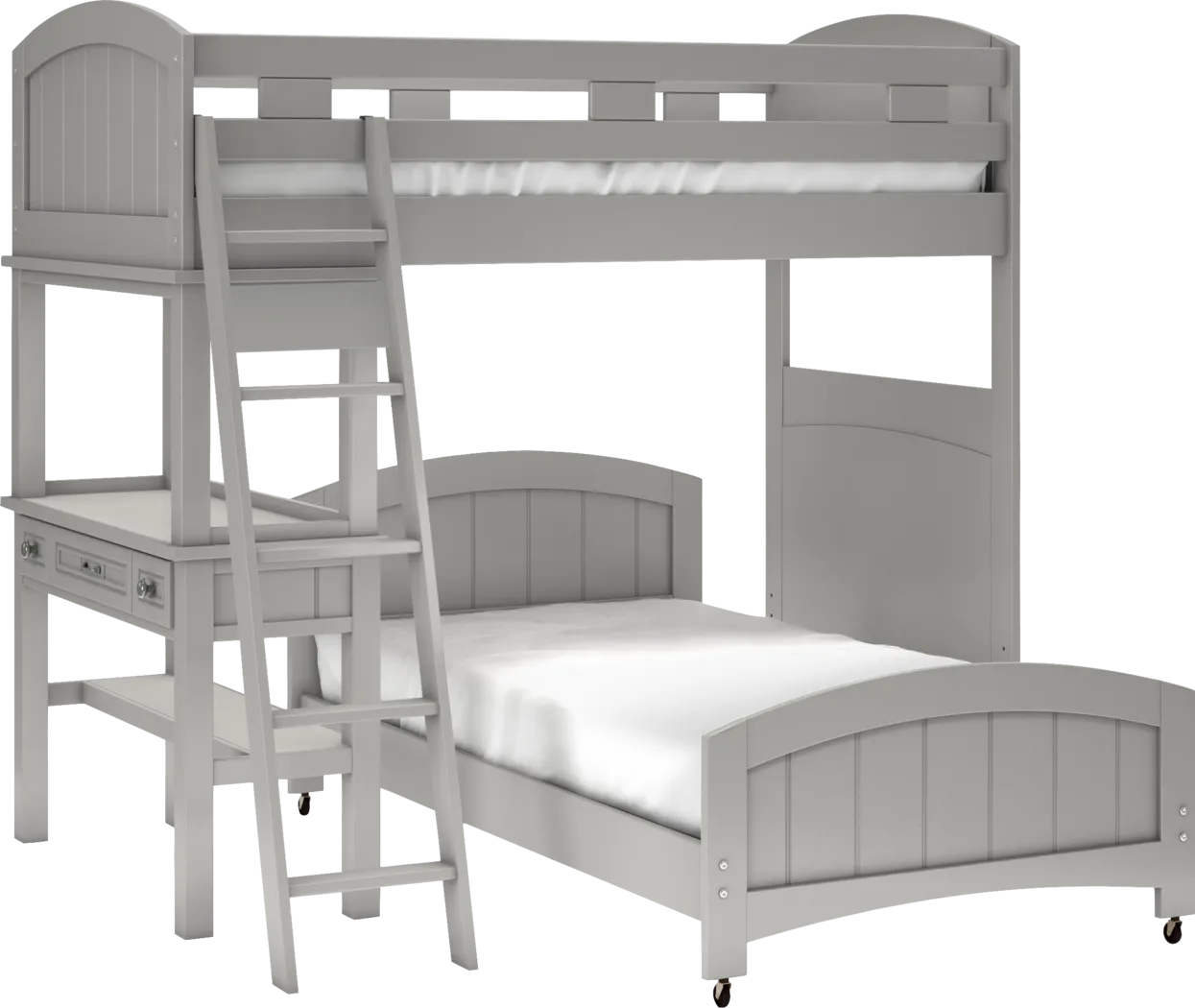 Kids Cottage Colors Gray Twin/Twin Loft Bunk Bed with Desk - Thumbnail - Image 1