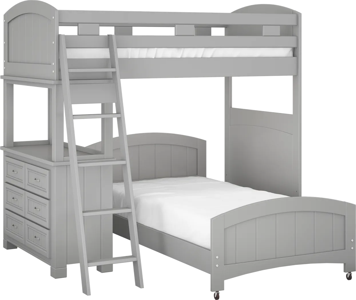 Kids Cottage Colors Gray Twin/Twin Loft Bunk Bed with Dresser - Thumbnail - Image 1