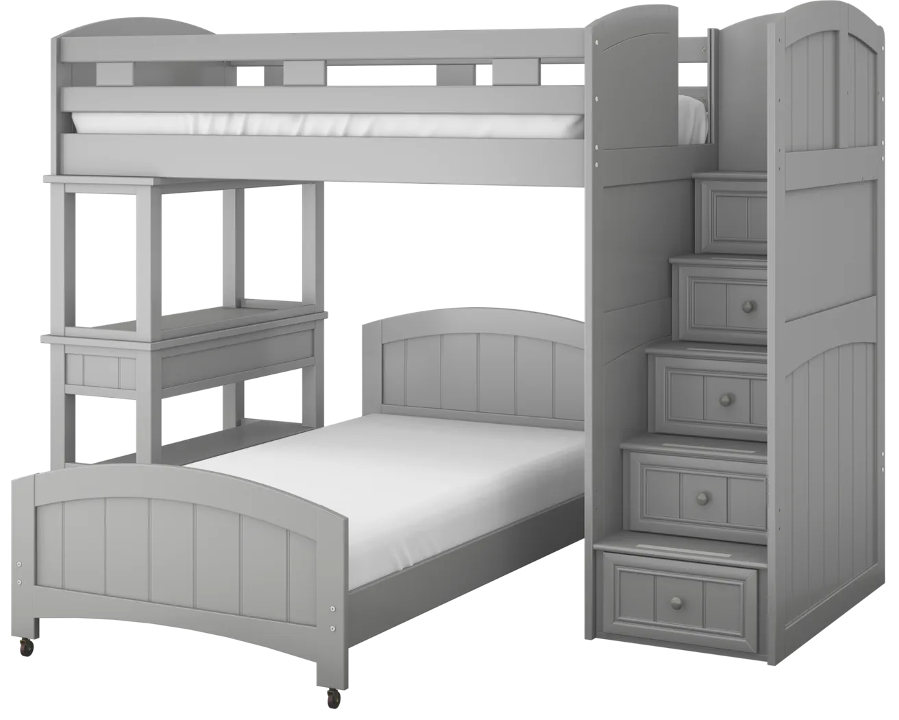 Kids Cottage Colors Gray Twin/Twin Step Bunk Bed with Desk - Thumbnail - Image 3