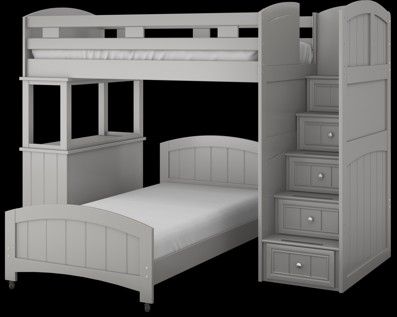 Kids Cottage Colors Gray Twin/Twin Step Bunk Bed with Dresser - Thumbnail - Image 3