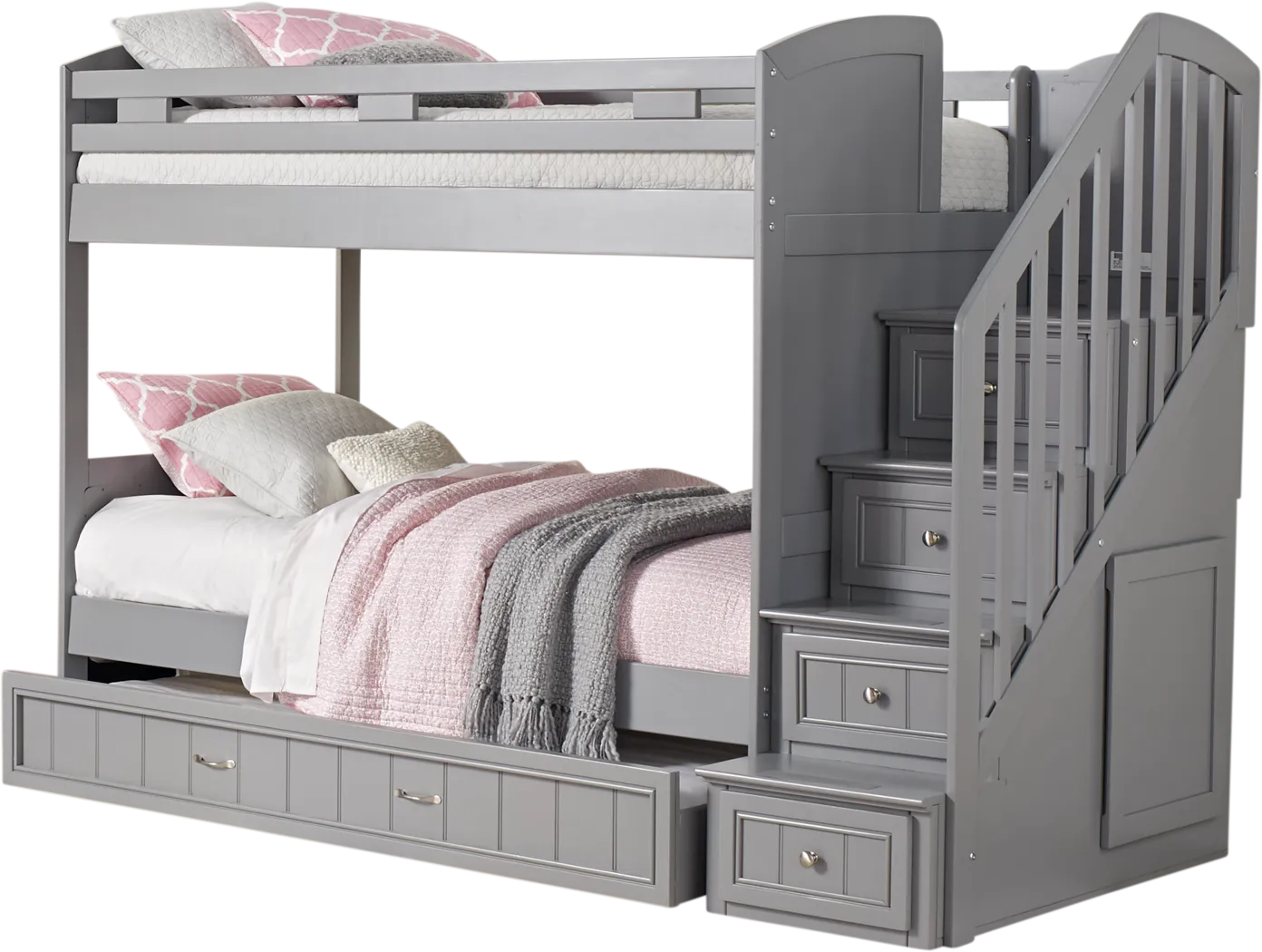 Cottage Colors Gray Twin/Twin Step Bunk Bed with Trundle - Thumbnail - Image 3