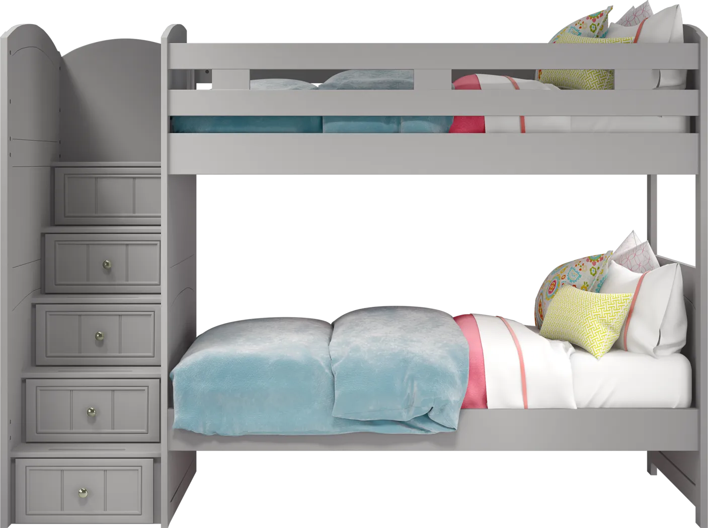 Kids Cottage Colors Gray Twin/Twin Step Bunk Bed - Thumbnail - Image 3