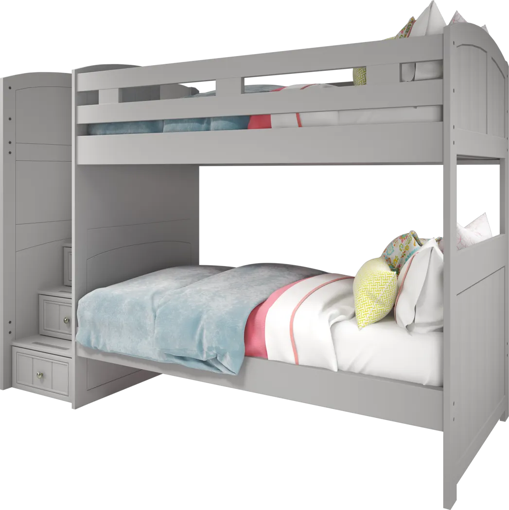 Kids Cottage Colors Gray Twin/Twin Step Bunk Bed - Thumbnail - Image 4