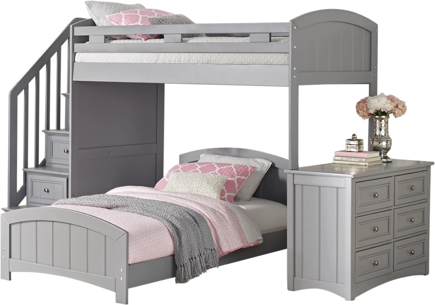 Cottage Colors Gray Twin/Twin Step Loft with Dresser - Thumbnail - Image 1
