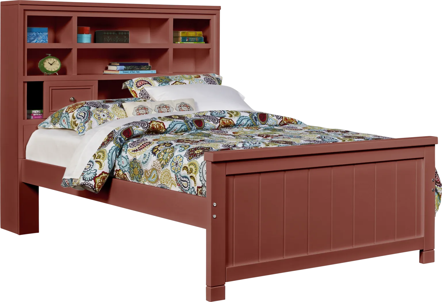 Cottage Colors Red 3 Pc Full Bookcase Bed - Thumbnail - Image 1