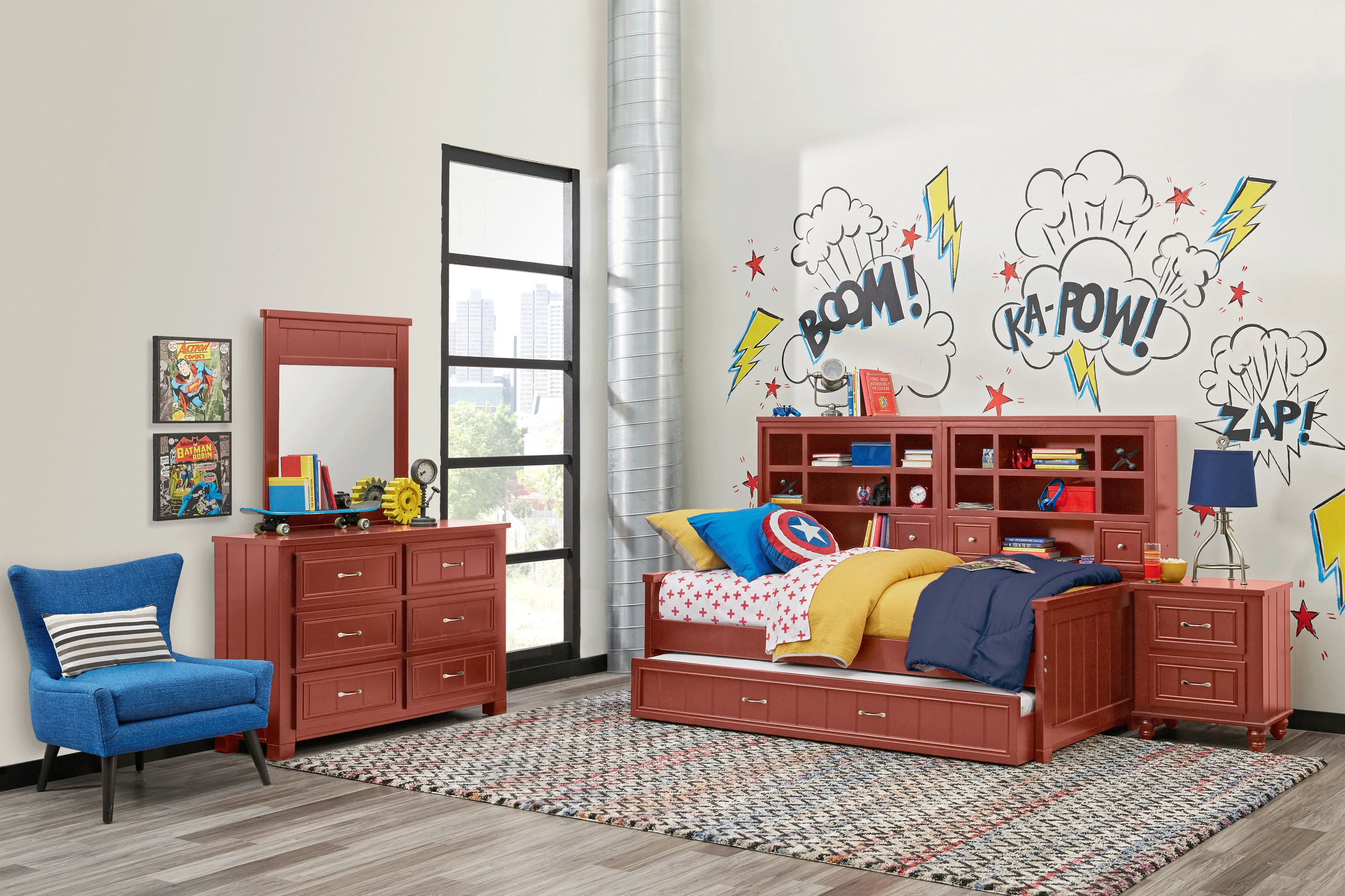 Cottage Colors Red 5 Pc Twin Bookcase Daybed - Thumbnail - Image 2