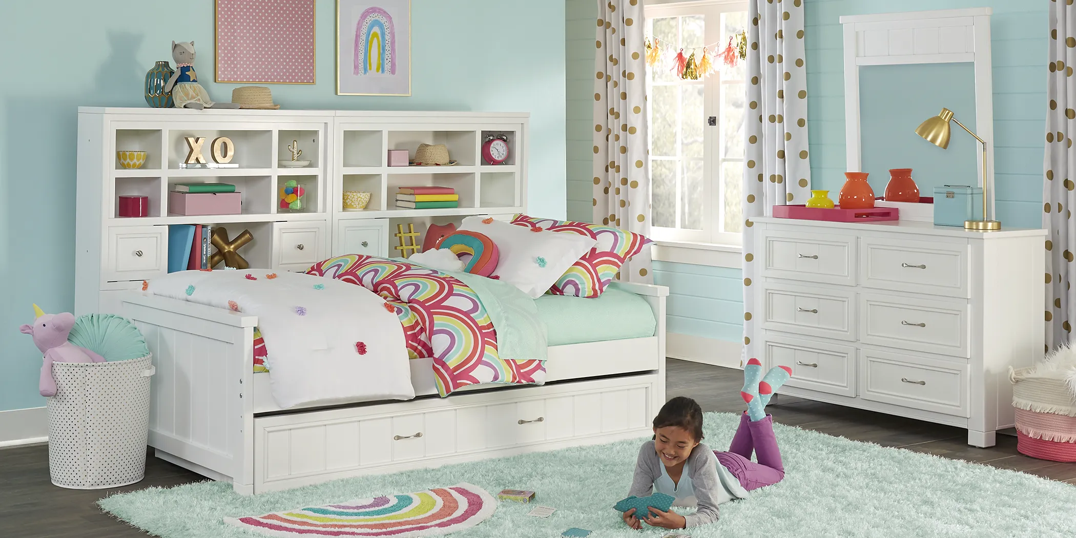 Kids Cottage Colors White Twin Panel Bedroom - Thumbnail - Image 4