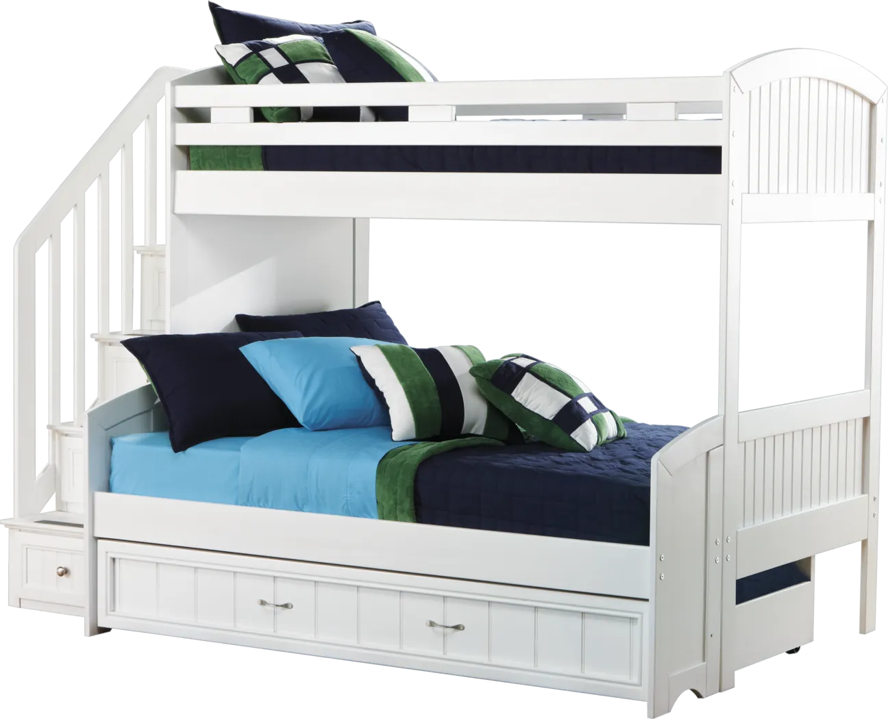 Cottage Colors White Twin/Full Step Bunk Bed with Trundle - Thumbnail - Image 1