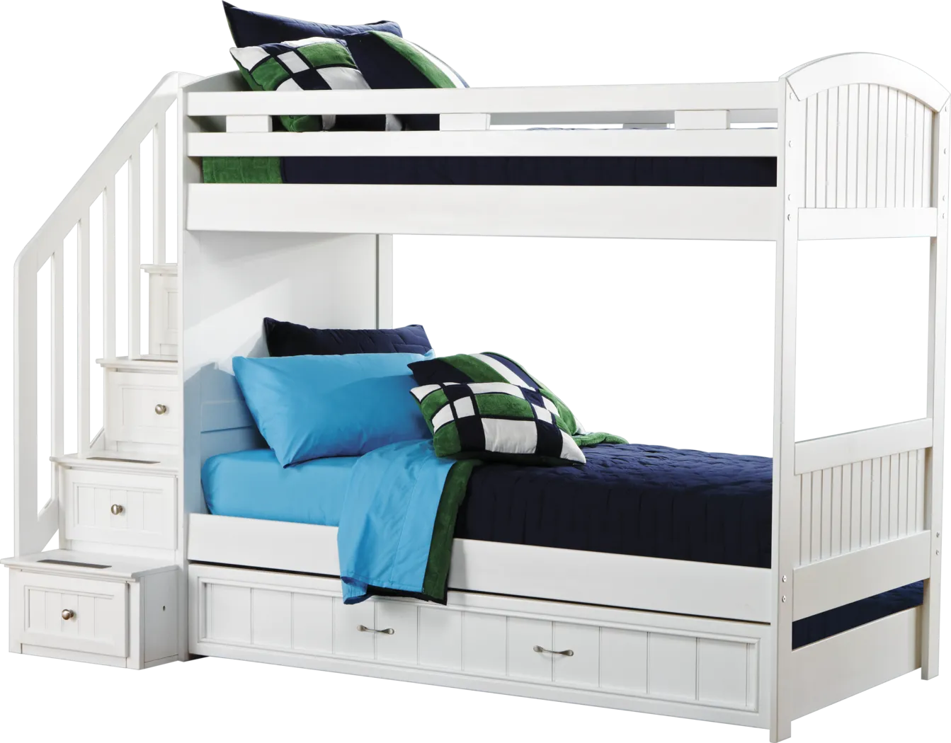 Cottage Colors White Twin/Twin Step Bunk Bed with Trundle - Thumbnail - Image 1