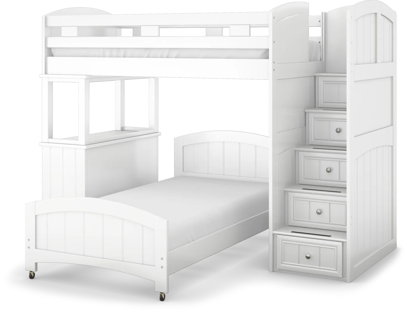 Kids Cottage Colors White Twin/Twin Step Bunk with Dresser - Thumbnail - Image 3