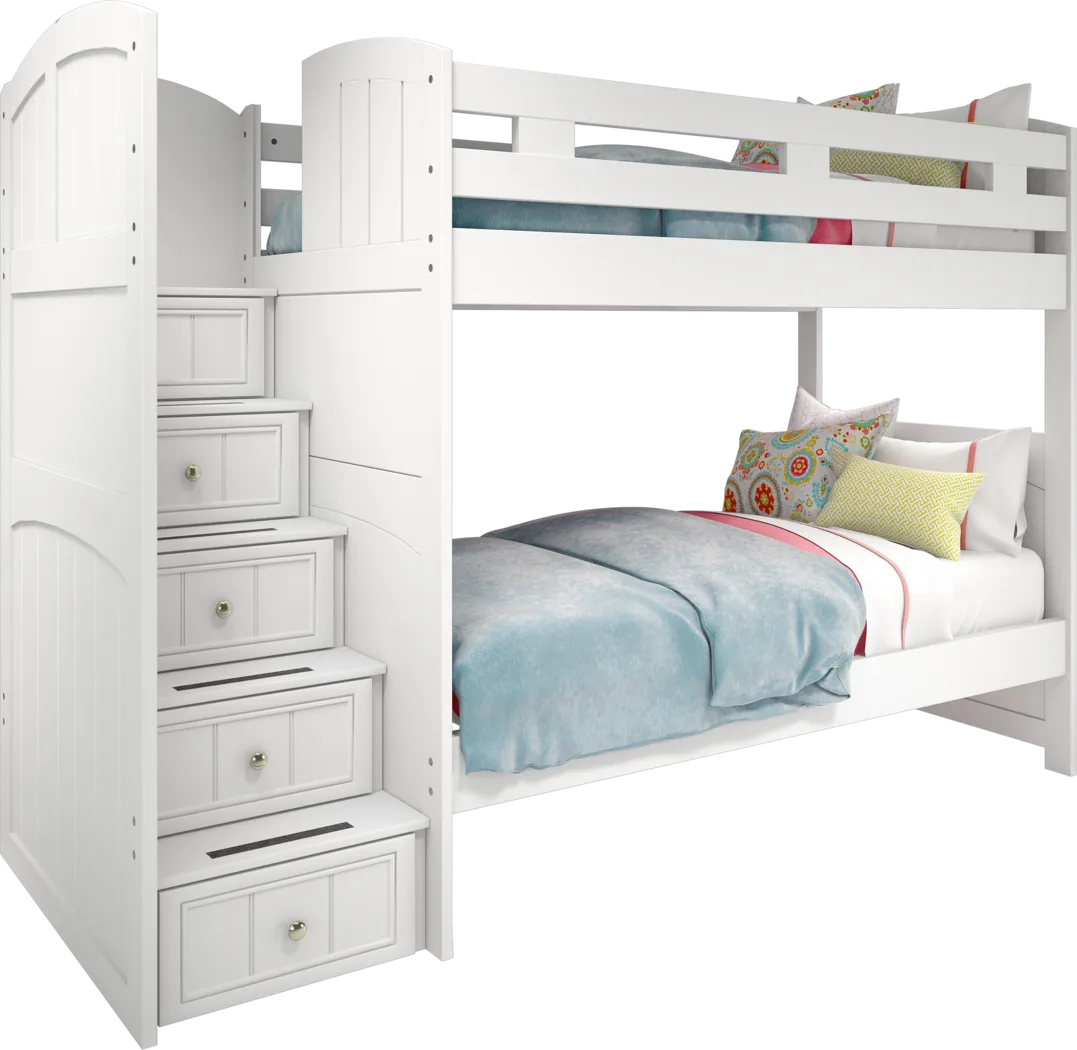 Kids Cottage Colors White Twin/Twin Step Bunk Bed - Thumbnail - Image 3