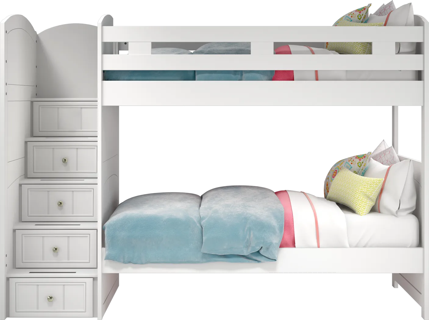 Kids Cottage Colors White Twin/Twin Step Bunk Bed - Thumbnail - Image 4