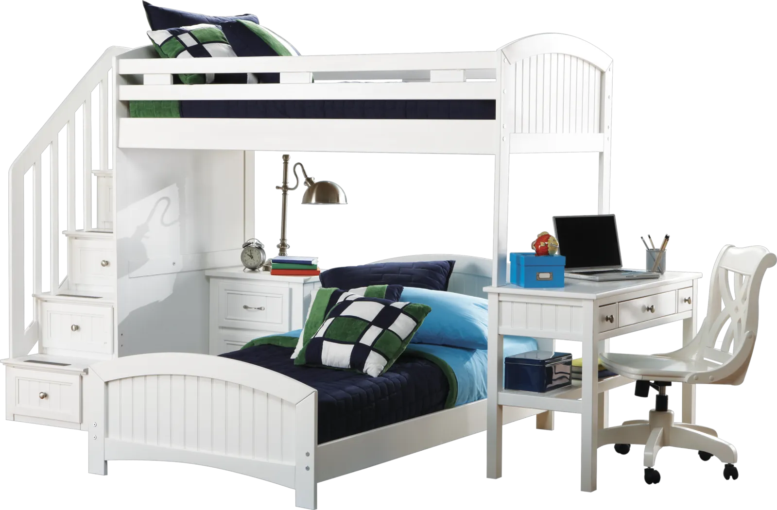 Cottage Colors White Twin/Twin Step Loft with Desk - Thumbnail - Image 1