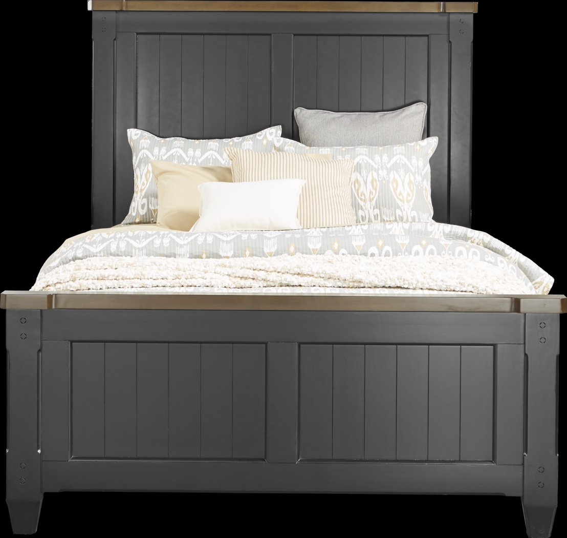 Cottage Town Black 3 Pc King Panel Bed - Thumbnail - Image 1