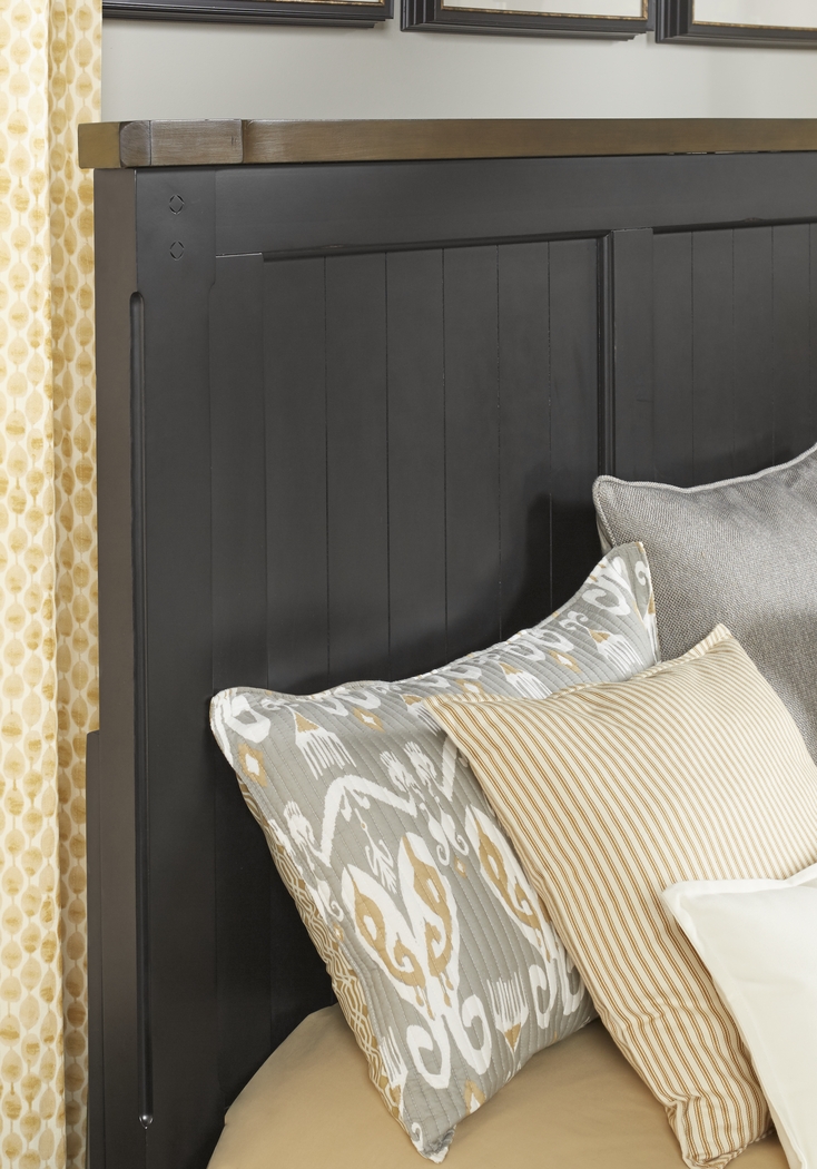 Cottage Town Black 3 Pc Queen Panel Bed - Thumbnail - Image 2