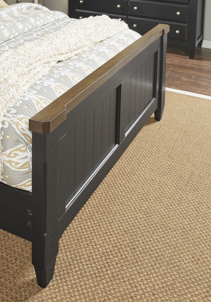 Cottage Town Black 3 Pc Queen Panel Bed - Thumbnail - Image 3