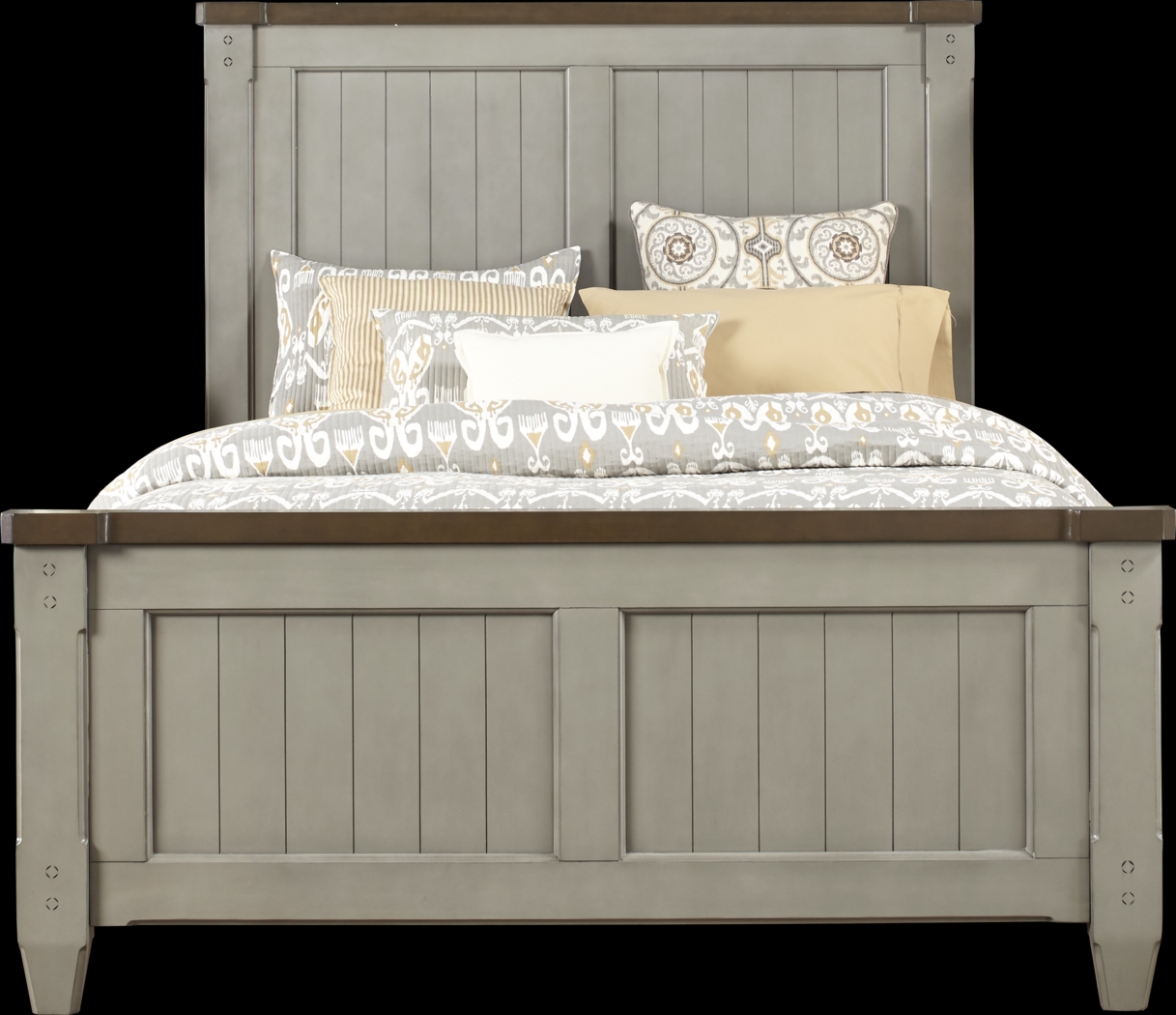 Cottage Town Gray 3 Pc Queen Panel Bed - Thumbnail - Image 1