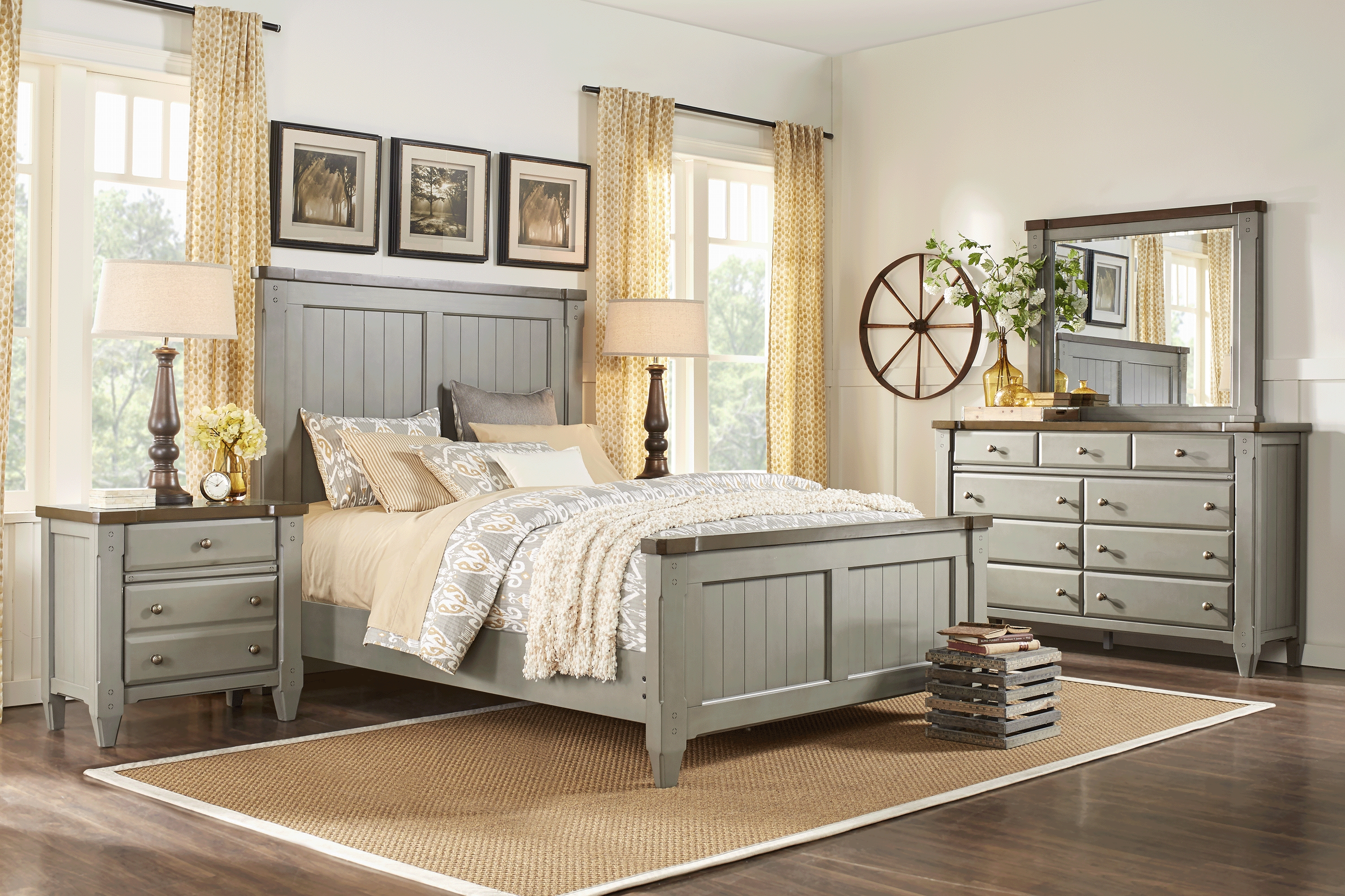 Cottage Town Gray 6 Pc Queen Bedroom - Thumbnail - Image 1