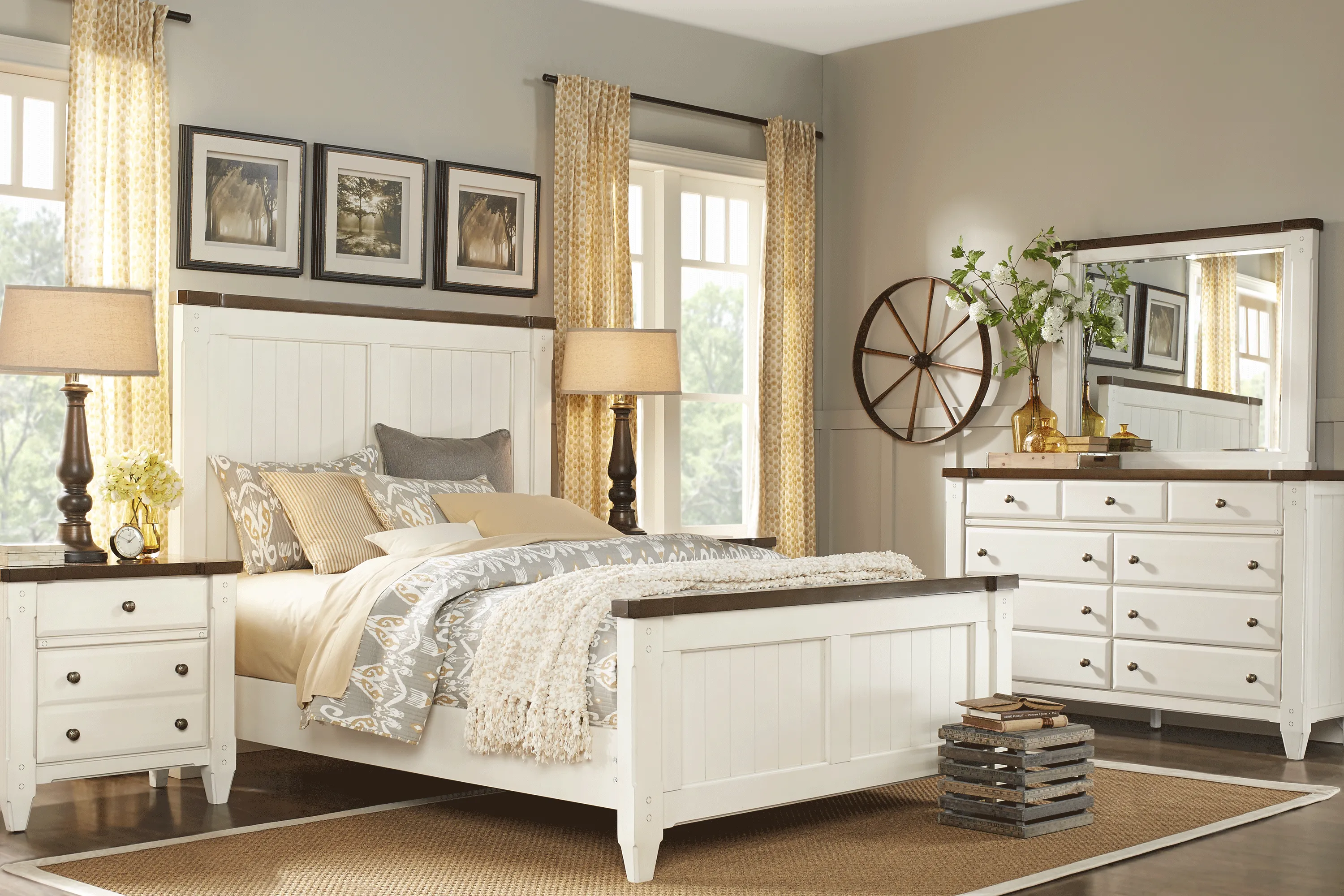 Cottage Town White 7 Pc King Panel Bedroom - Thumbnail - Image 1