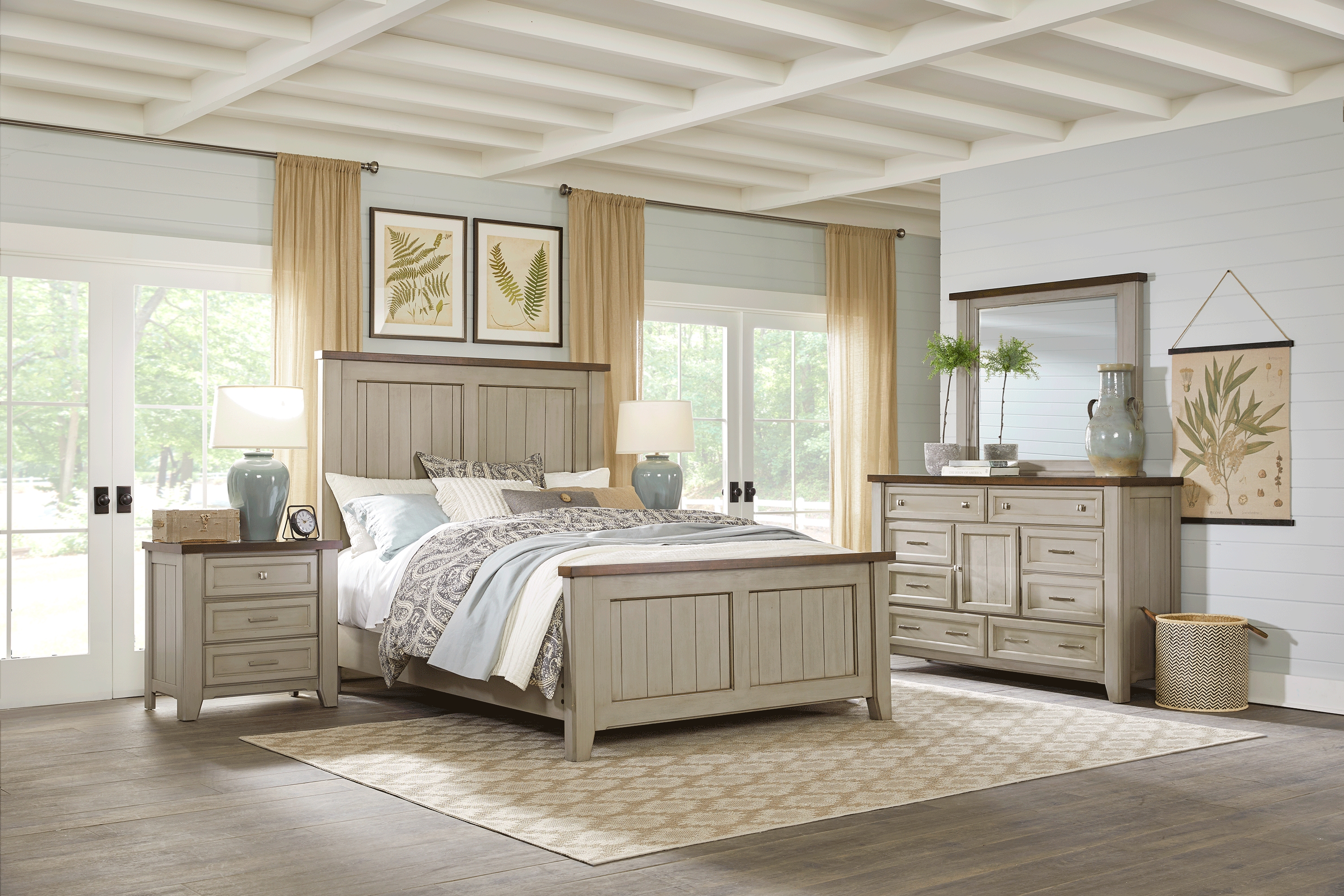 Country Grove Gray 7 Pc Queen Panel Bedroom - Thumbnail - Image 1