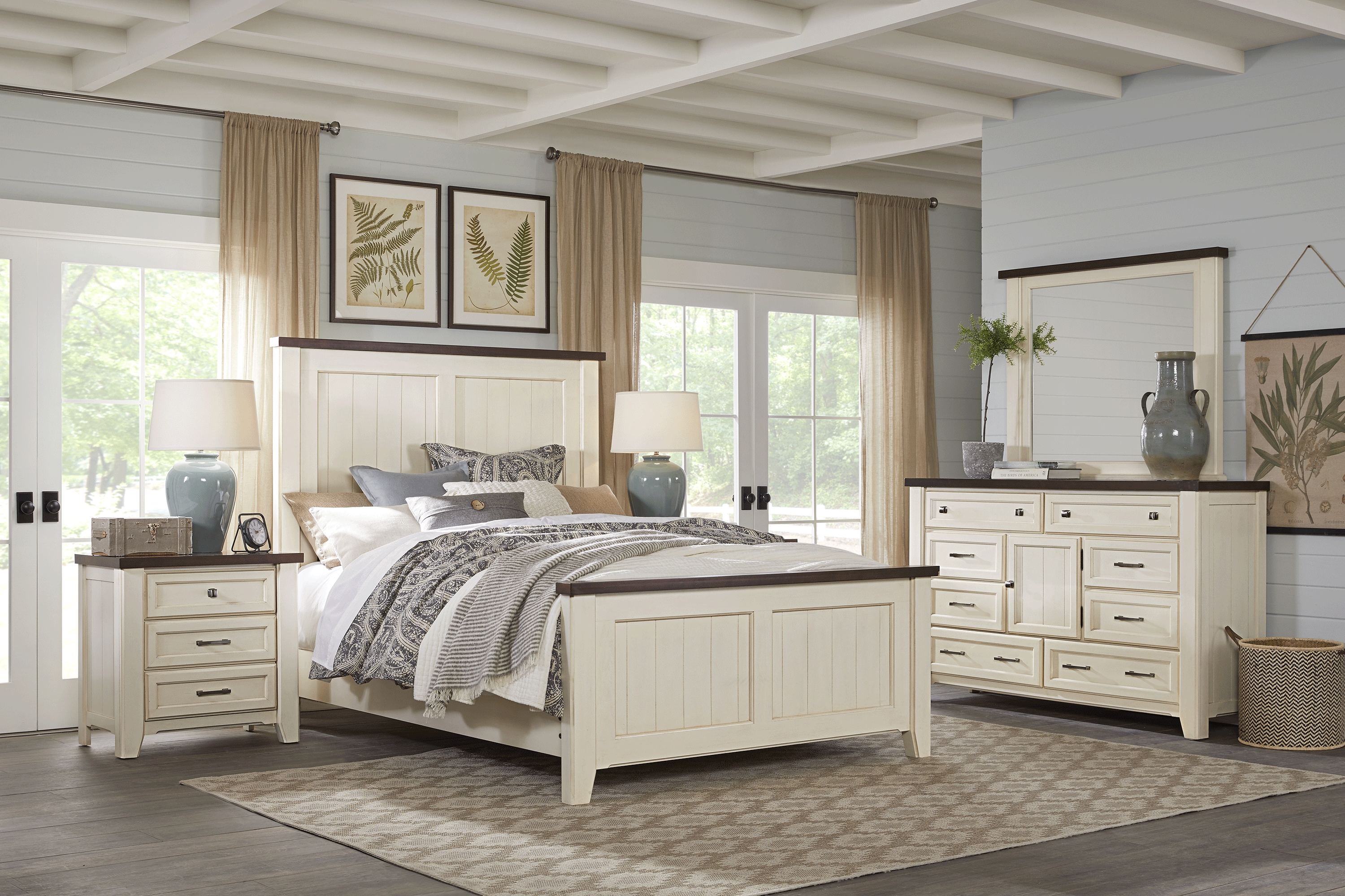 Country Grove White 5 Pc King Panel Bedroom - Thumbnail - Image 1