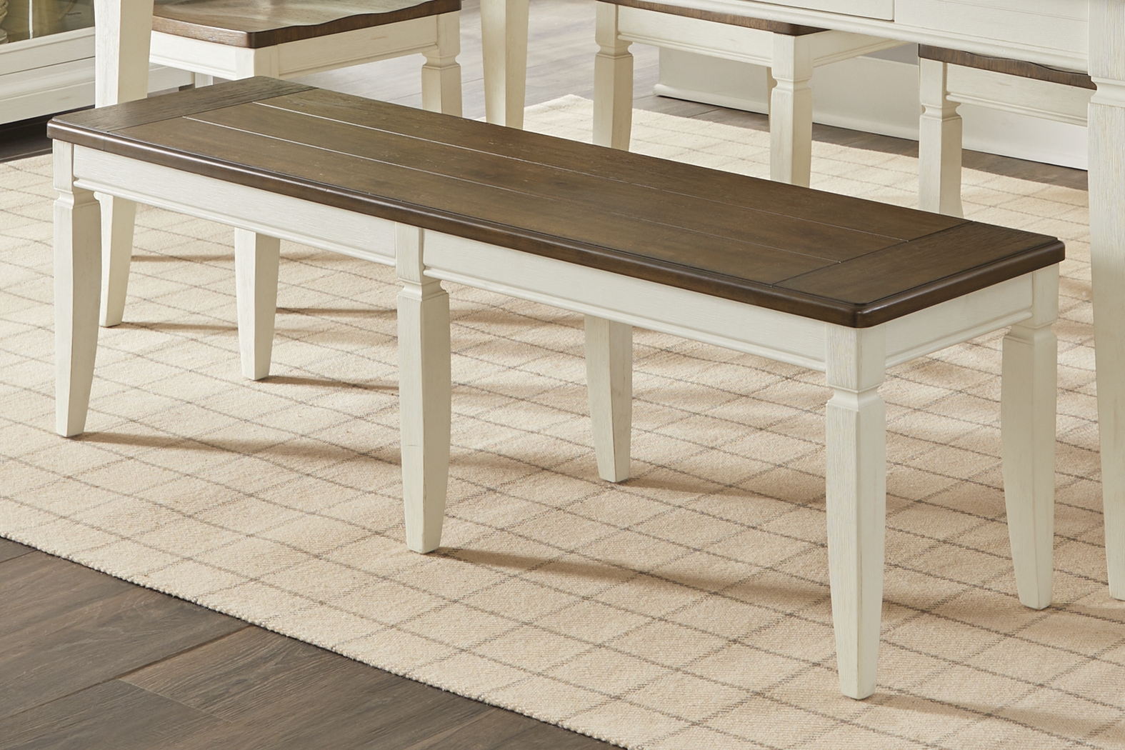 Country Lane Antique White Bench - Thumbnail - Image 2