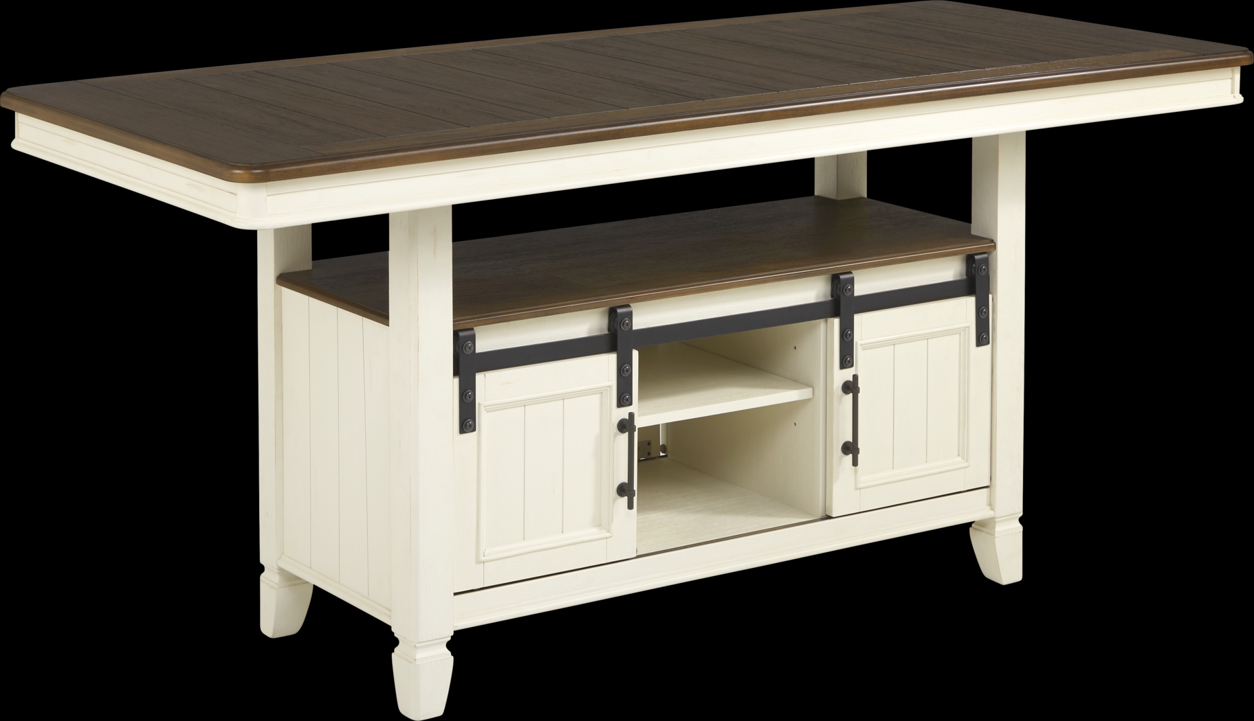 Country Lane Antique White Counter Height Storage Dining Table - Thumbnail - Image 1