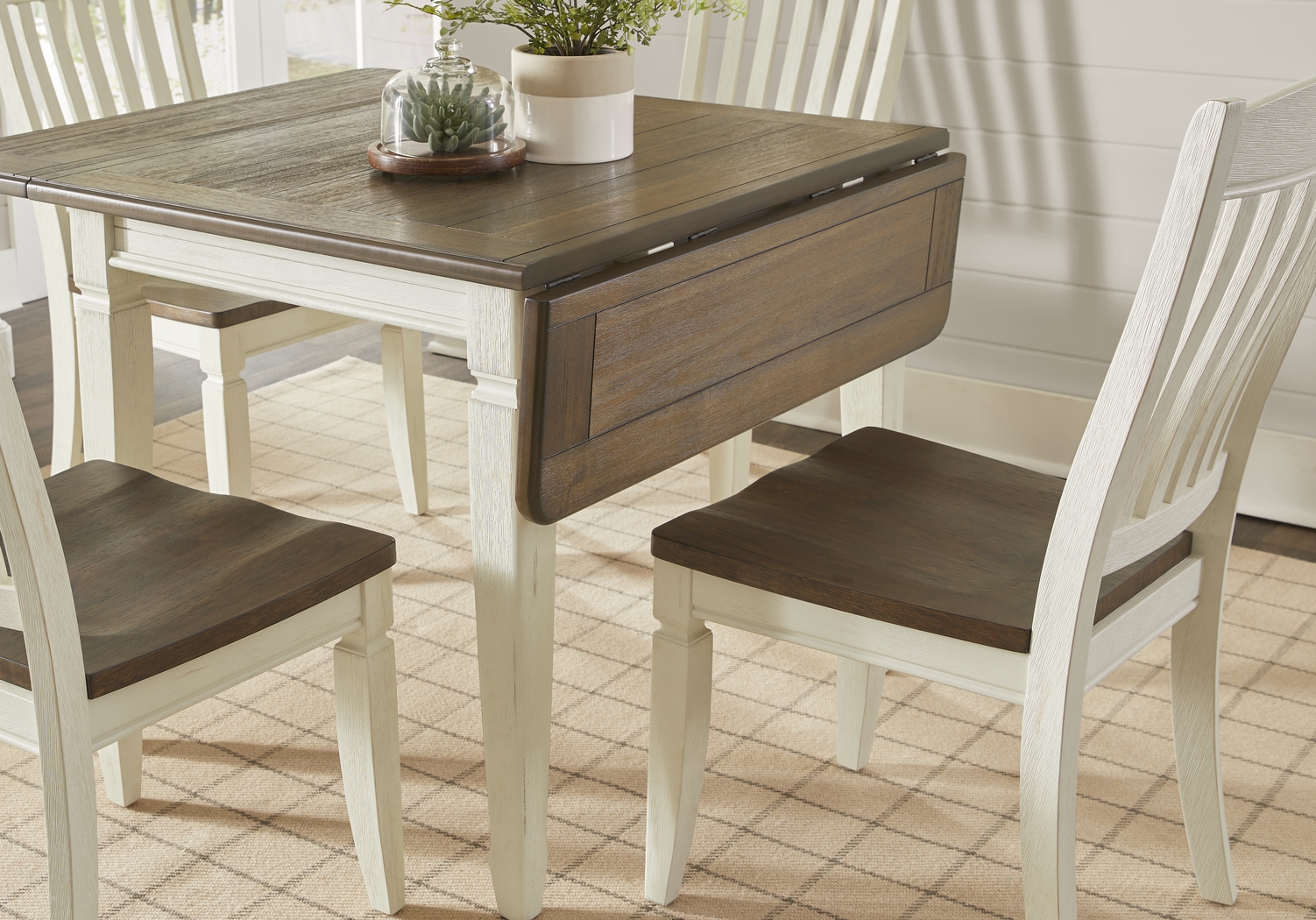 Country Lane Antique White Drop Leaf Dining Table - Thumbnail - Image 4