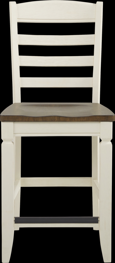 Country Lane Antique White 5 Pc Counter Height Storage Dining Room with Ladder Back Stools - Thumbnail - Image 6