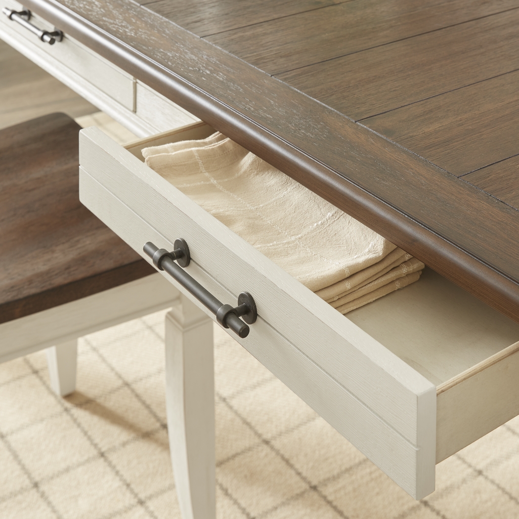 Country Lane Antique White 5 Pc Rectangle Dining Room with Ladder Back Chairs - Thumbnail - Image 5