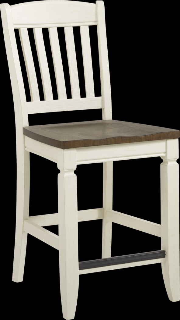 Country Lane Antique White 5 Pc Counter Height Dining Room with Slat Back Stools - Thumbnail - Image 4