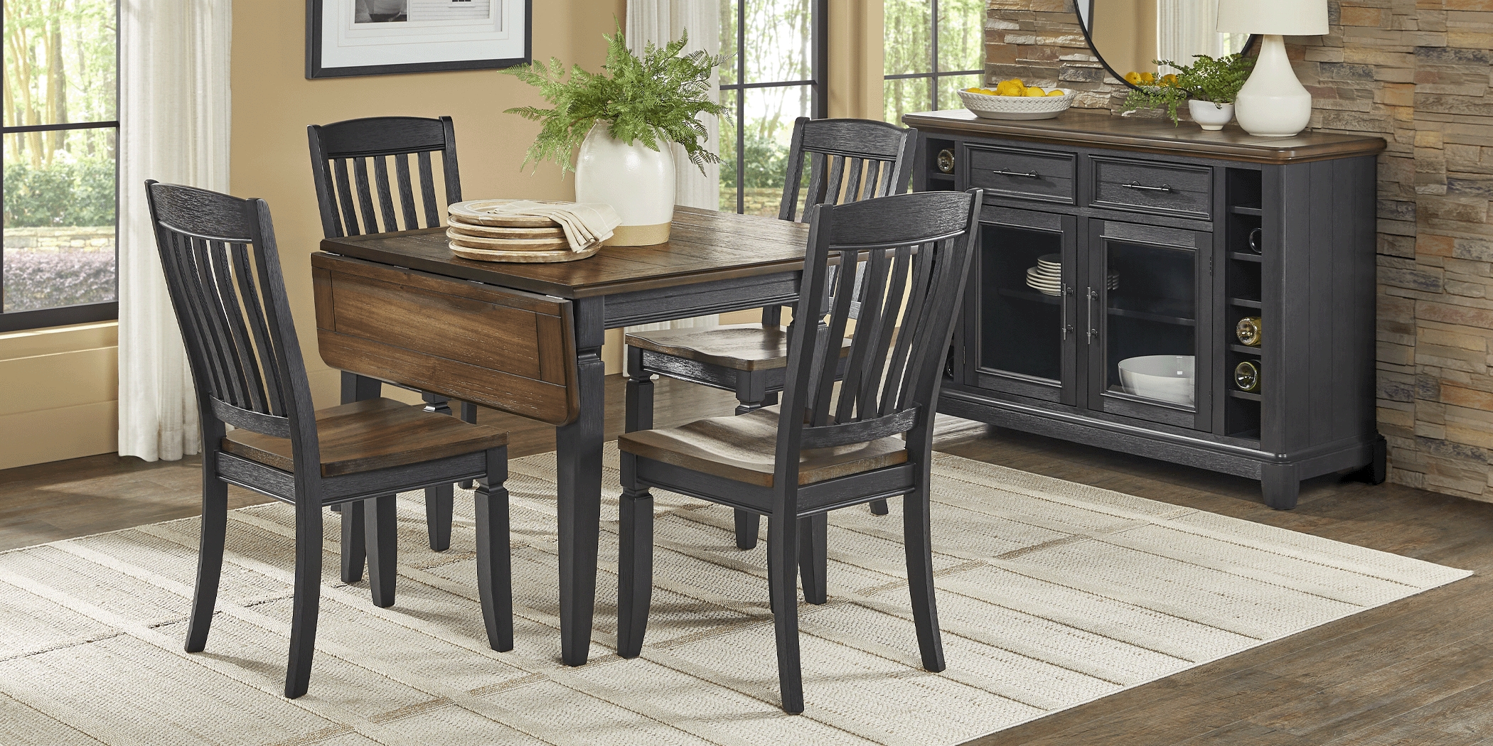 Country Lane Black Drop Leaf Dining Table - Thumbnail - Image 3