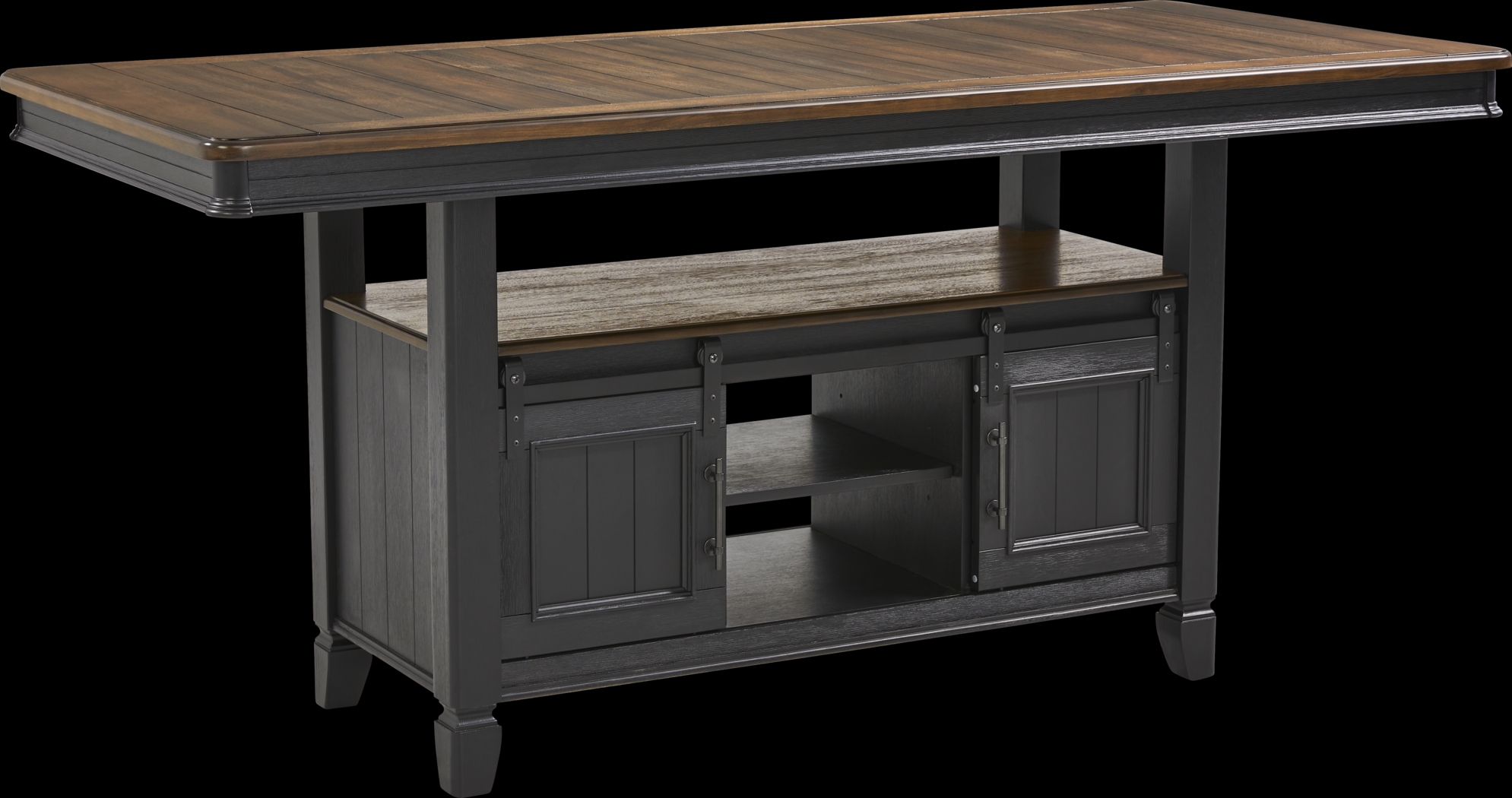 Country Lane Black 5 Pc Counter Height Storage Dining Room with Slat Back Stools - Thumbnail - Image 2