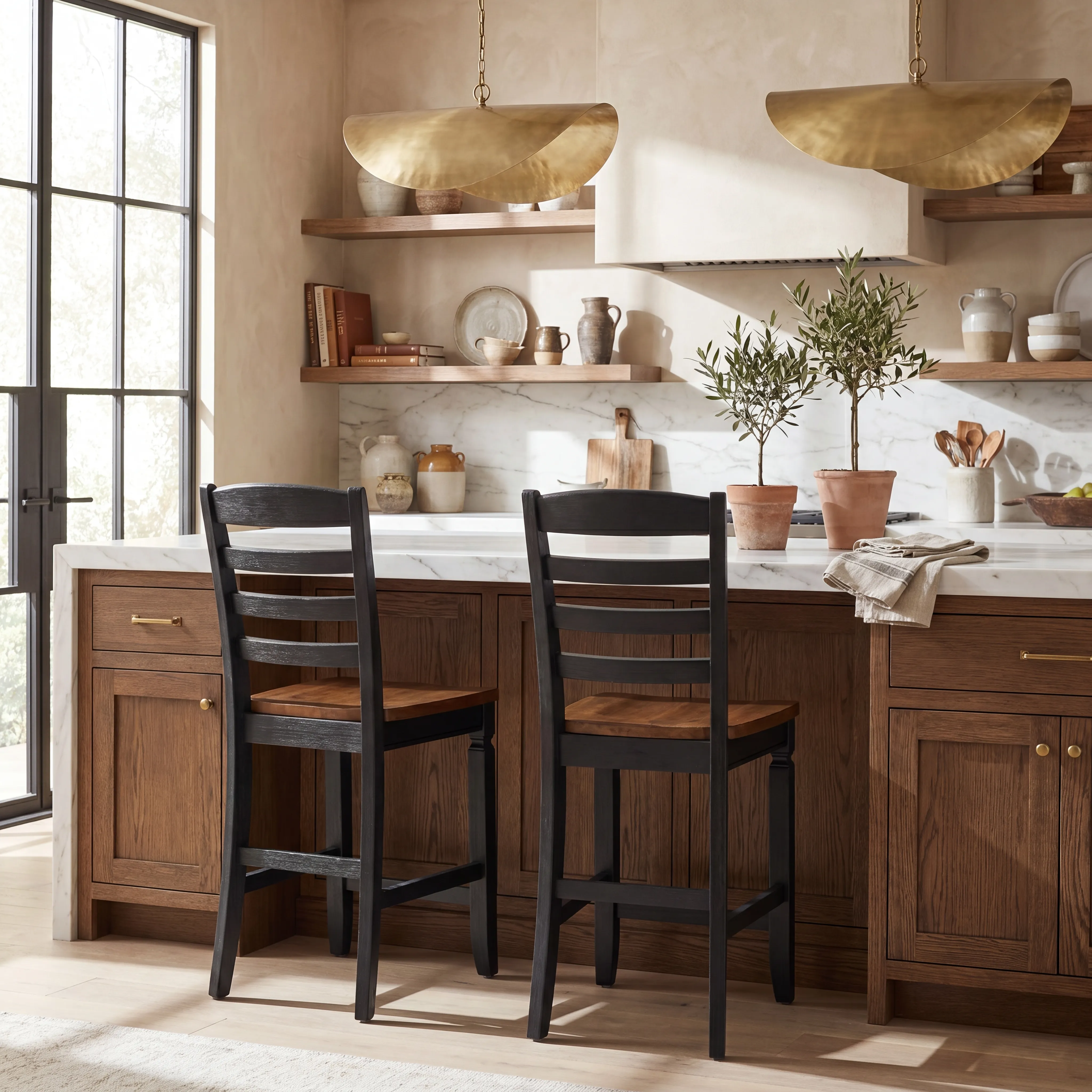Country Lane Black Ladder Back Counter Height Stool - Thumbnail - Image 4