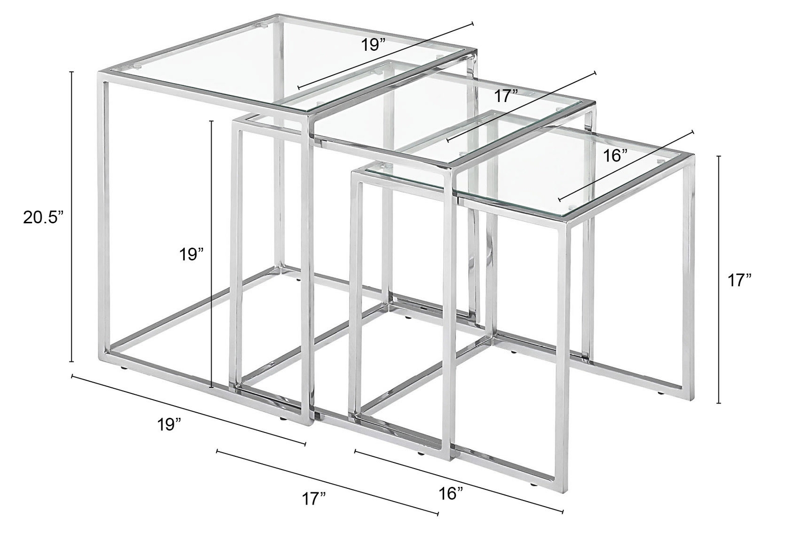 Courcheve Chrome Nesting Tables, Set of 3 - Thumbnail - Image 4