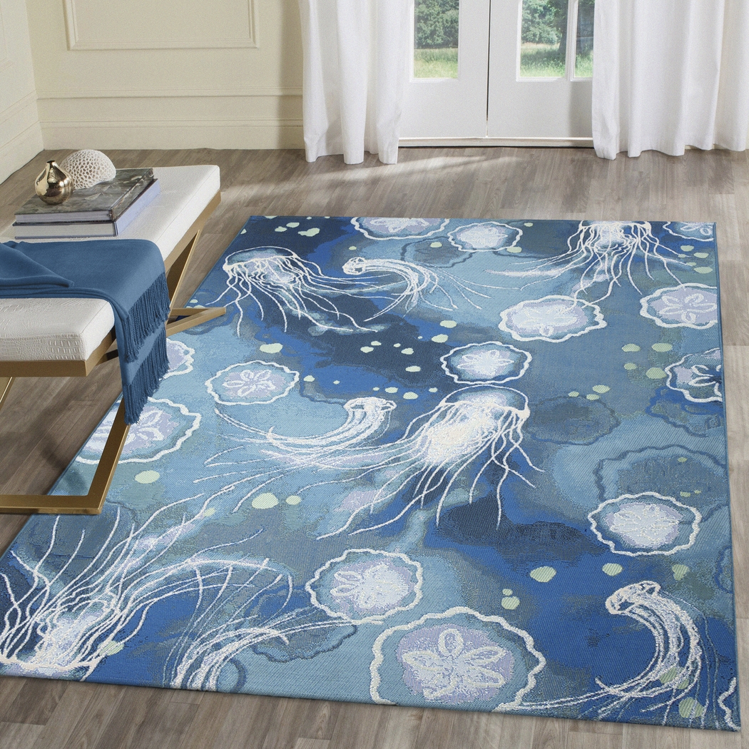 Covenley Blue 6'8 x 9'4 Indoor/Outdoor Rug - Thumbnail - Image 2