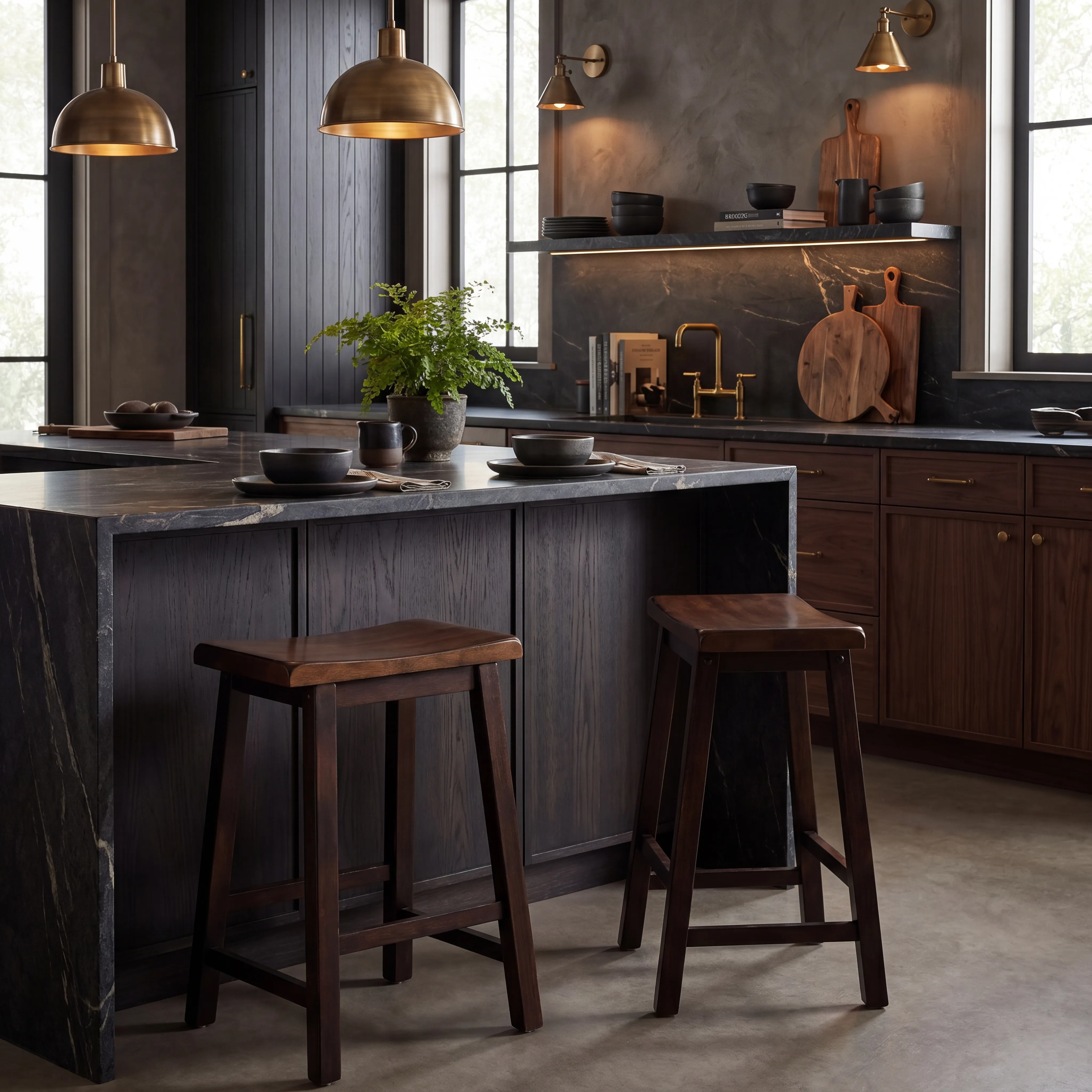 Coventry Dark Brown 5 Pc Counter Height Dining Room with Kyoto Stools - Thumbnail - Image 7