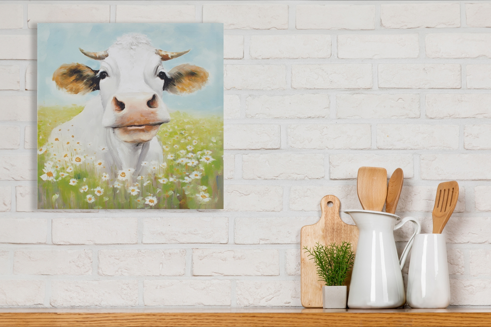 Cow In The Sunshine Green Wall Decor - Thumbnail - Image 3