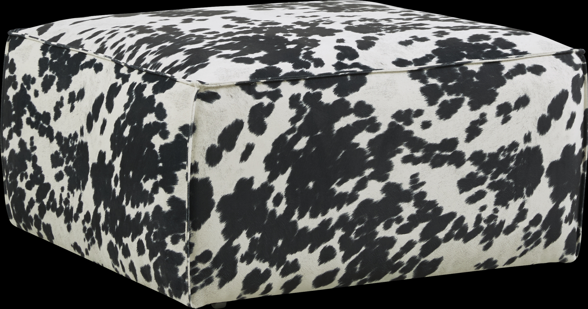 Cow Town Black Ottoman - Thumbnail - Image 1