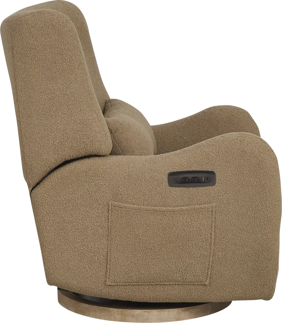 Cozy Bear Brown Power Glider Recliner with Swivel - Image 9