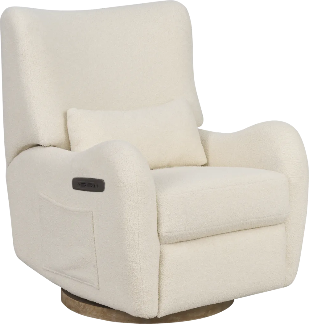 Cozy Bear Ivory Power Glider Recliner with Swivel - Image 6