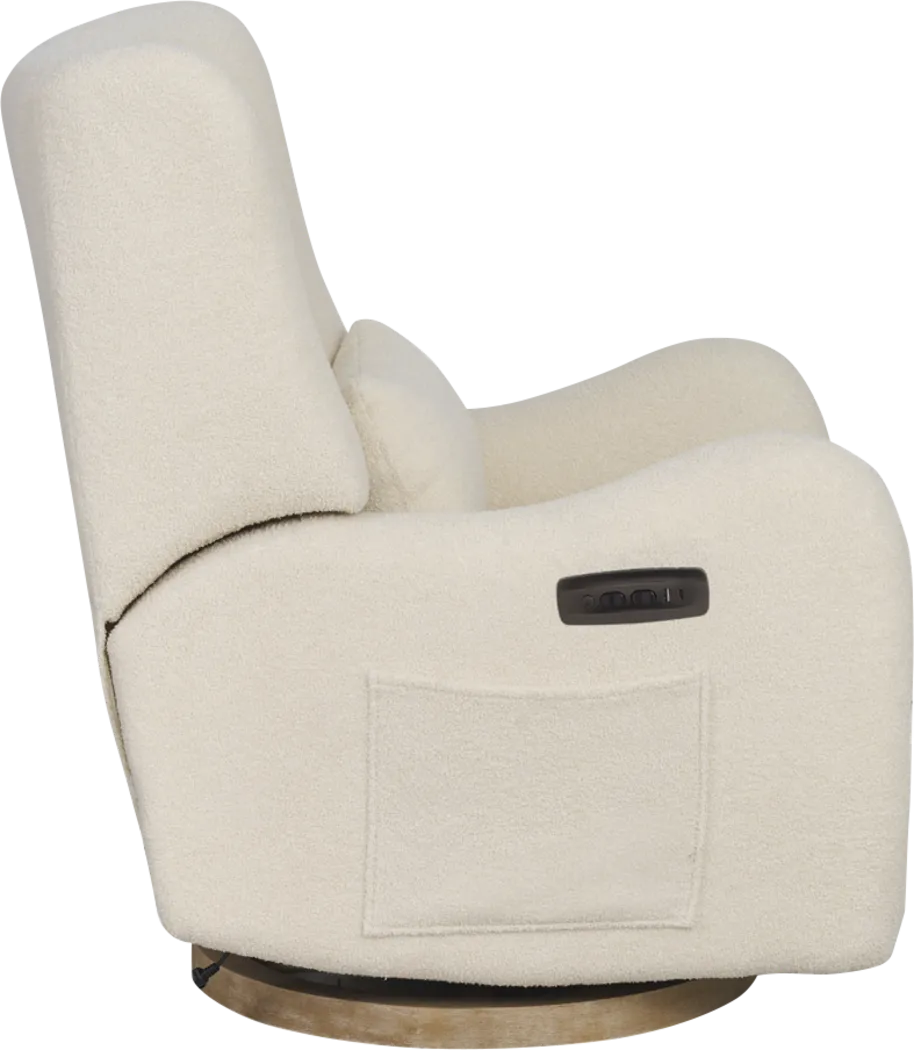 Cozy Bear Ivory Power Glider Recliner with Swivel - Image 8
