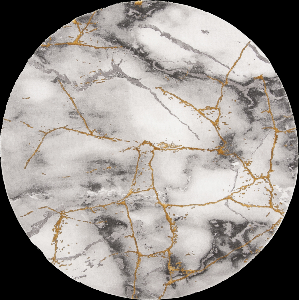 Cracked Marble Gray 8' Round Rug - Thumbnail - Image 1