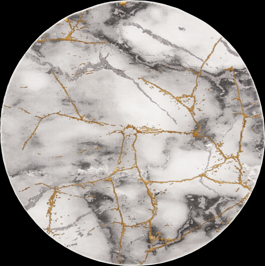 Cracked Marble Gray 8' Round Rug - Thumbnail - Image 1