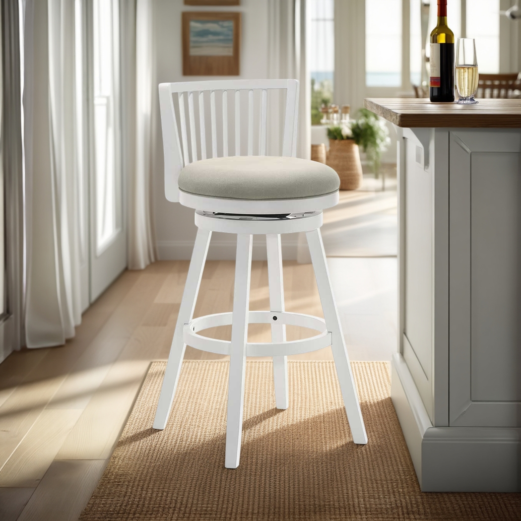 Cragy I White and Beige Barstool - Thumbnail - Image 2